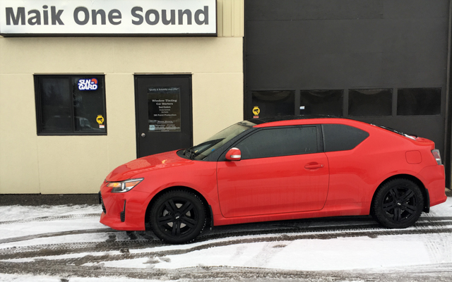 Scion Tc 2016 with professional window tint in North Bay